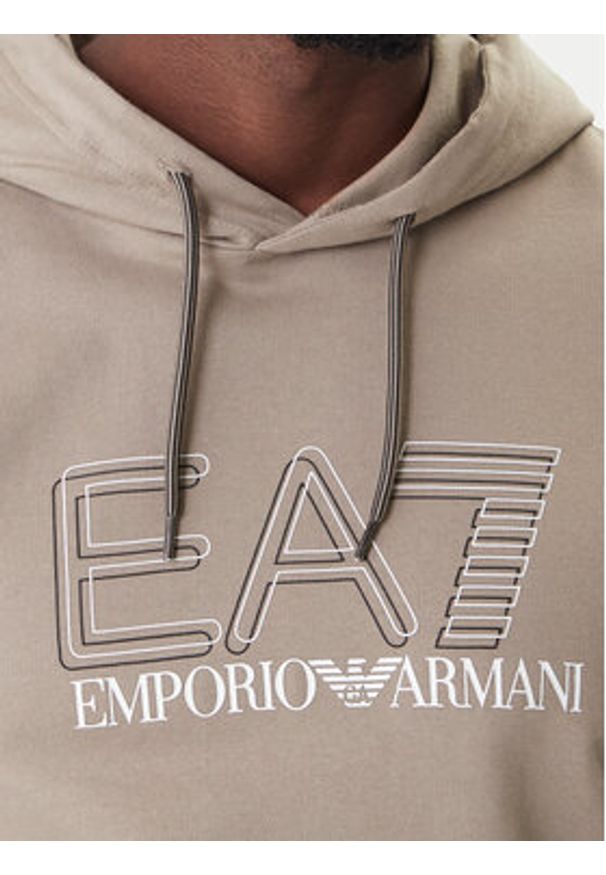 EA7 Emporio Armani Bluza 7M001313 AF13512 U6167 Beżowy Regular Fit. Kolor: beżowy. Materiał: bawełna