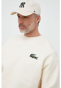 Lacoste bluza bawełniana męska kolor beżowy z aplikacją. Kolor: beżowy. Materiał: bawełna. Wzór: aplikacja #2