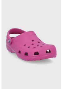 Crocs klapki Classic 10001. Kolor: fioletowy. Materiał: materiał, guma. Wzór: gładki. Obcas: na obcasie. Wysokość obcasa: niski #4