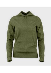 MegaKoszulki - Damska bluza z kapturem taliowana (bez nadruku, gładka) - zielona. Typ kołnierza: kaptur. Kolor: zielony. Wzór: gładki #1
