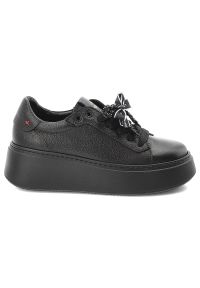 CheBello - Czarne Sneakersy Chebello Skórzane Obuwie Damskie. Okazja: na co dzień. Zapięcie: sznurówki. Kolor: czarny. Materiał: skóra. Wzór: jednolity. Obcas: na platformie. Styl: casual, klasyczny, elegancki #4