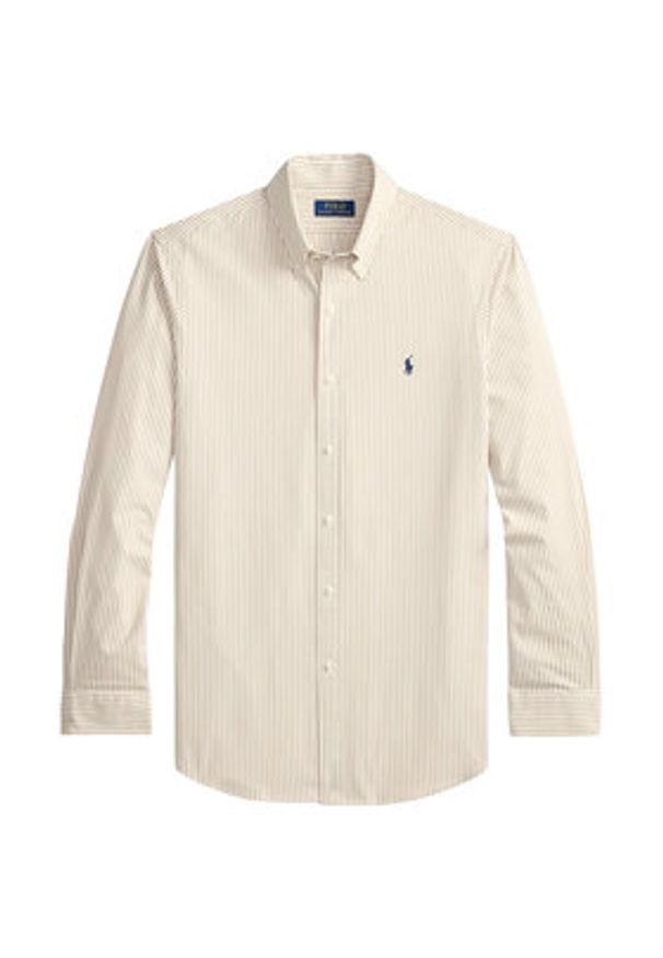 Polo Ralph Lauren Koszula 710929344500 Beżowy jasny Slim Fit. Typ kołnierza: polo. Kolor: beżowy. Materiał: bawełna