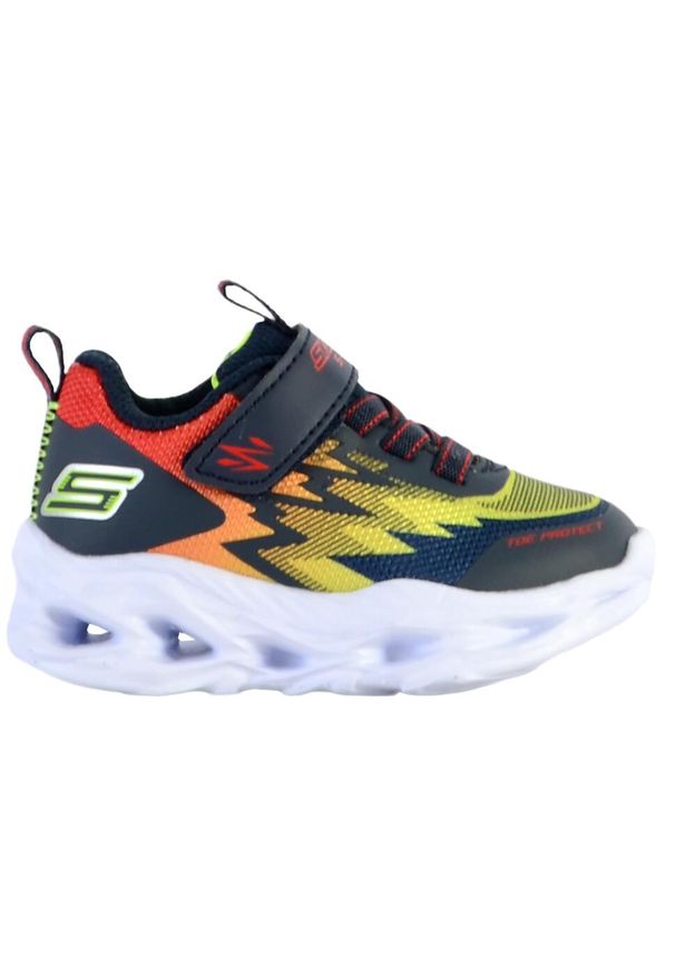 skechers - Dziecięce trenażery - wir świetlny. Okazja: na uczelnię. Kolor: czerwony, niebieski, wielokolorowy. Materiał: tkanina. Model: Skechers Sport. Sport: joga i pilates