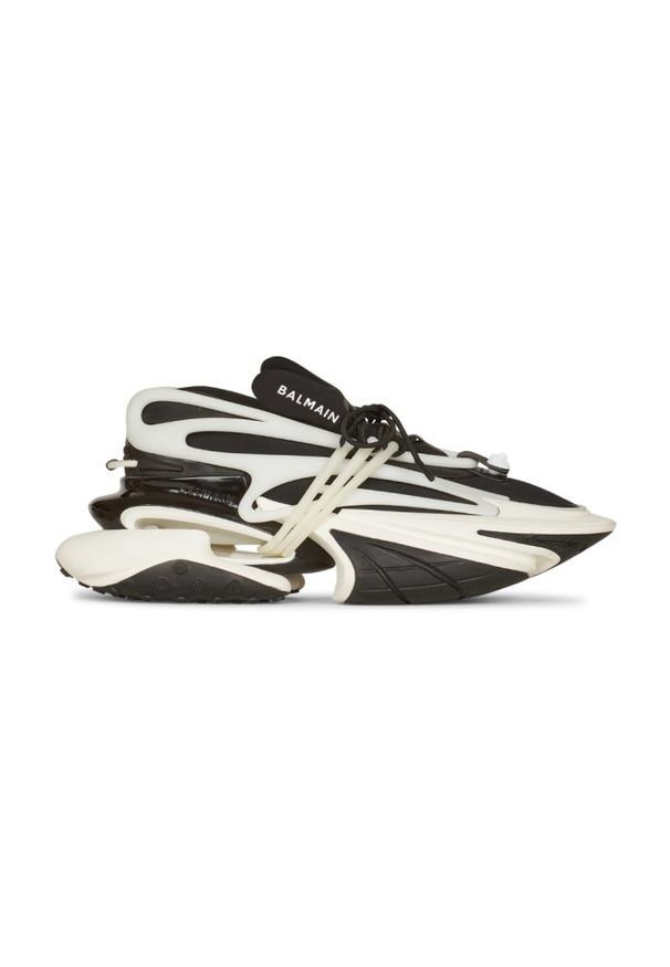 Balmain - BALMAIN Czarno-białe sneakersy damskie Unicorn, Rozmiar 41. Kolor: czarny. Materiał: materiał, skóra