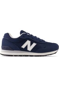 Buty męskie New Balance ML515NVY – granatowe. Okazja: na co dzień. Kolor: niebieski. Materiał: zamsz, syntetyk, skóra, materiał. Szerokość cholewki: normalna