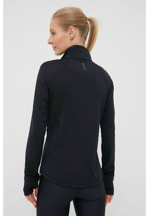Under Armour bluza treningowa damska kolor czarny gładka. Kolor: czarny. Materiał: materiał, skóra. Wzór: gładki