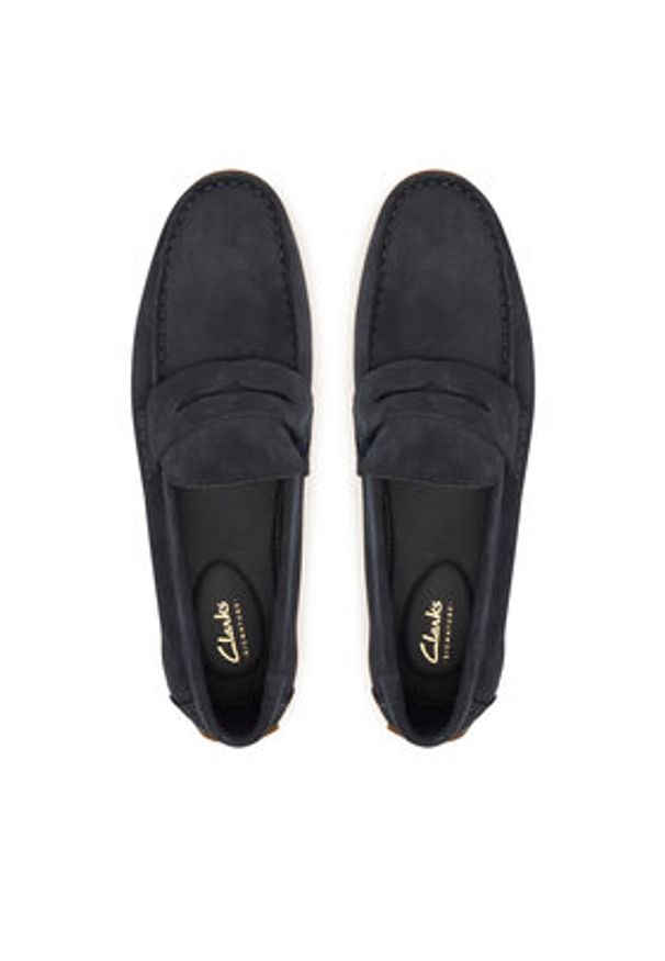 Clarks Mokasyny Corsley Bar 26184514 Granatowy. Kolor: niebieski. Materiał: skóra, zamsz