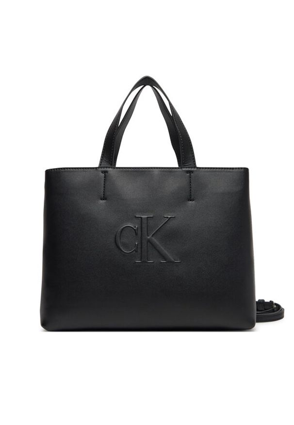 Calvin Klein Jeans Torebka Sculpted Mini Ew Tote LV04K3111G Czarny. Kolor: czarny. Materiał: skórzane
