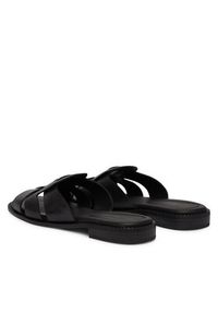 TOMMY HILFIGER - Tommy Hilfiger Klapki Leather Crest Square Toe Sandals FW0FW09126 Czarny. Kolor: czarny. Materiał: skóra #5