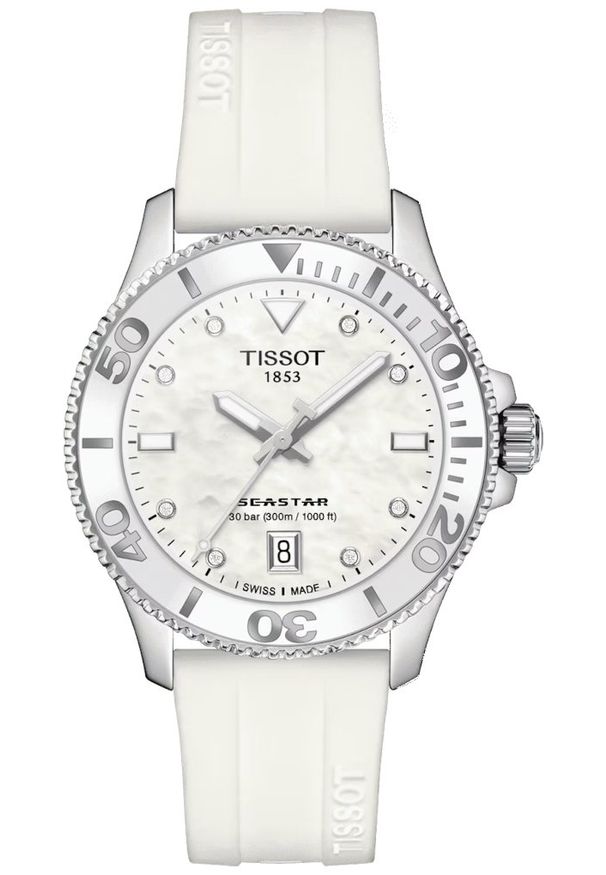 Zegarek Damski TISSOT 36Mm Seastar 1000 T120.210.17.116.00. Materiał: koronka. Styl: casual, sportowy