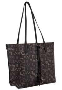 DAVID JONES - Shopper bag c. brązowy print David Jones 6534-2 D.BROWN. Kolor: brązowy. Wzór: nadruk. Materiał: skórzane