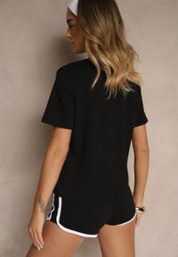 Renee - Czarny Klasyczny T-shirt z Grubszej Bawełny Tiavone. Okazja: na co dzień. Kolor: czarny. Materiał: bawełna. Styl: klasyczny #4