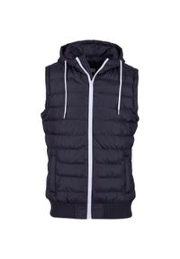 Urban Classics - Męska Pikowana Kamizelka Z Kapturem W Kontrastowym Kolorze. Typ kołnierza: kaptur. Kolor: biały, wielokolorowy, czarny. Sport: turystyka piesza #1