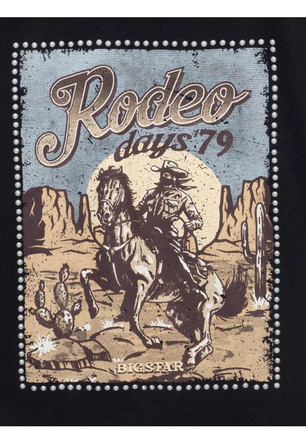 Big-Star - Koszulka damska z linii Authentic z nadrukiem czarna Erellsa 906. Kolor: czarny. Materiał: dzianina. Długość: długie. Wzór: nadruk. Styl: elegancki, rockowy