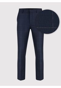 Pako Lorente - PAKO LORENTE – Granatowe spodnie garniturowe w kratę Windowpane. Kolor: niebieski. Materiał: poliester, wiskoza, elastan #10