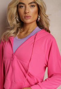 Renee - Fuksjowy Komplet Dresowy o Luźnym Kroju Bluza na Suwak z Kapturem i Spodnie Szerokie Ezorila. Kolor: różowy. Materiał: dresówka #5