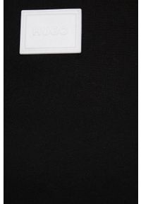 Hugo bluza bawełniana damska kolor czarny z kapturem z aplikacją. Typ kołnierza: kaptur. Kolor: czarny. Materiał: bawełna. Długość rękawa: długi rękaw. Długość: długie. Wzór: aplikacja #4