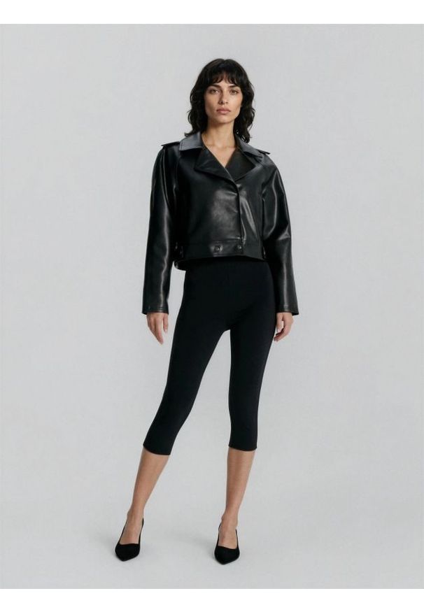 Sinsay - Bawełniane legginsy capri - czarny. Kolor: czarny. Materiał: bawełna