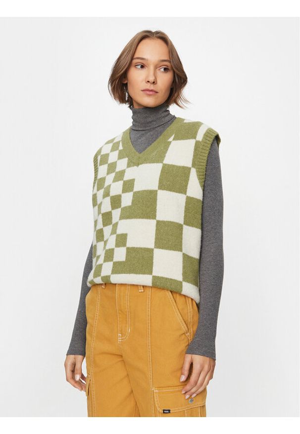 Vans Sweter Courtyard Checker Sweater Vest VN000F6WBD41 Zielony Regular Fit. Kolor: zielony. Materiał: syntetyk