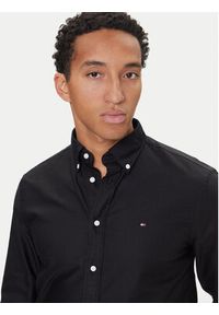 TOMMY HILFIGER - Tommy Hilfiger Koszula Solid Heritage MW0MW35774 Czarny Regular Fit. Kolor: czarny. Materiał: bawełna #5