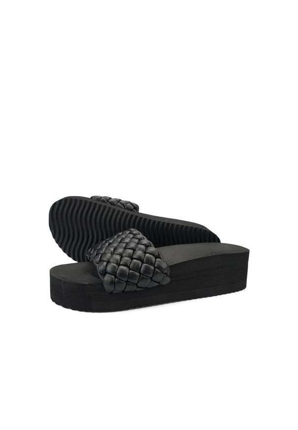 Flip*Flop - Klapki plażowe damskie Flip Flop Pool Hi Weave. Okazja: na plażę. Kolor: czarny. Sezon: lato. Styl: sportowy