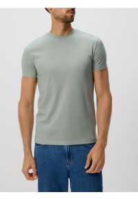 Reserved - T-shirt slim fit - jasnozielony. Kolor: zielony. Materiał: bawełna, dzianina