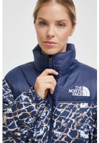 The North Face kurtka puchowa damska kolor granatowy zimowa oversize. Typ kołnierza: kołnierzyk stójkowy. Kolor: niebieski. Materiał: puch. Sezon: zima #3