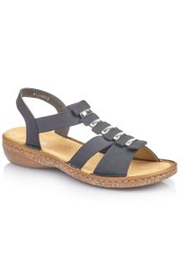 Komfortowe sandały damskie wsuwane na gumki Rieker 62850-14. Zapięcie: bez zapięcia. Materiał: skóra ekologiczna #1