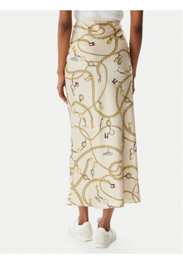 Tommy Jeans Spódnica maxi Chain Print DW0DW22298 Beżowy jasny Slim Fit. Kolor: beżowy. Materiał: syntetyk. Wzór: nadruk