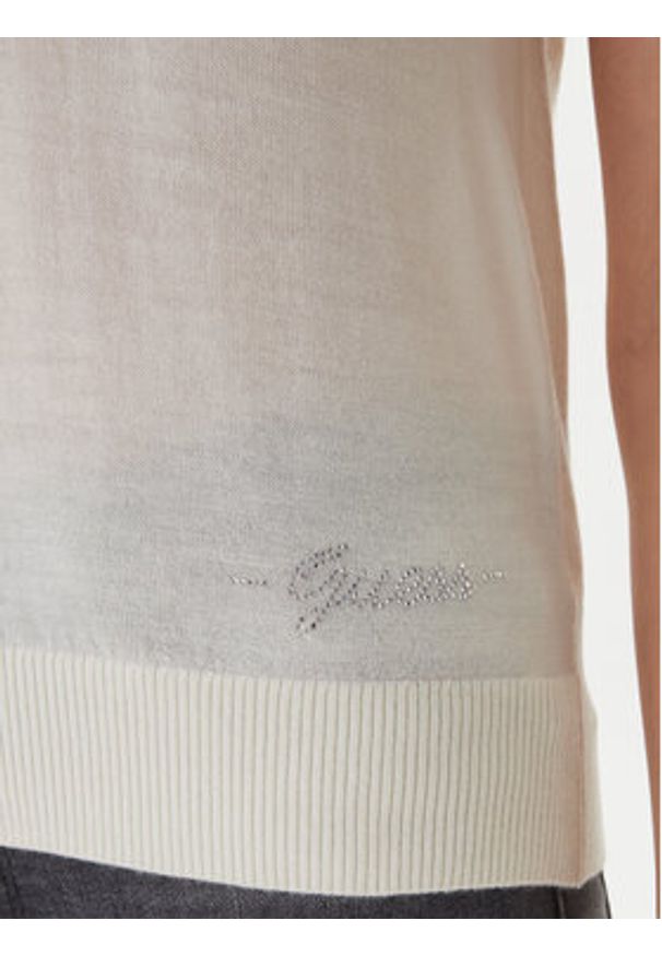 Guess Polo W6GR03 Z0583 Kremowy Regular Fit. Typ kołnierza: polo. Kolor: kremowy. Materiał: wełna