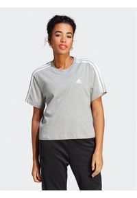 Adidas - adidas T-Shirt Essentials 3-Stripes Single Jersey Crop Top HR4916 Szary Loose Fit. Kolor: szary. Materiał: bawełna #1