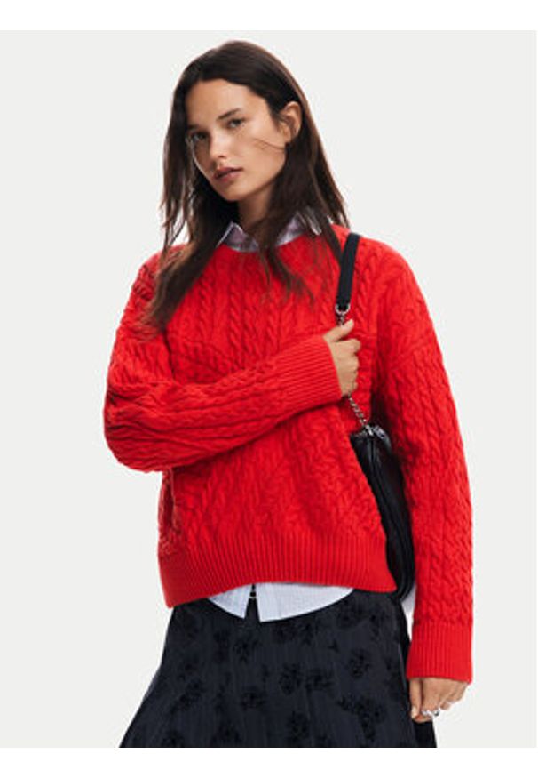 Desigual Sweter Exeter 24WWJF74 Czerwony Regular Fit. Kolor: czerwony. Materiał: bawełna, syntetyk