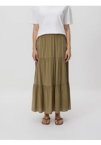Reserved - Spódnica maxi z wiskozą - oliwkowy. Kolor: oliwkowy. Materiał: wiskoza #1