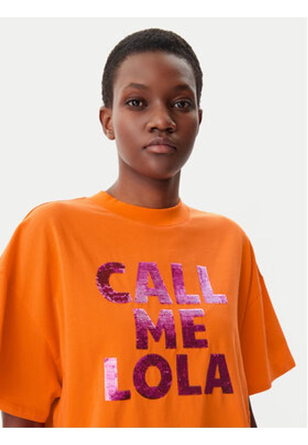 LOLA CASADEMUNT T-Shirt LS2515054 Pomarańczowy Relaxed Fit. Kolor: pomarańczowy. Materiał: bawełna
