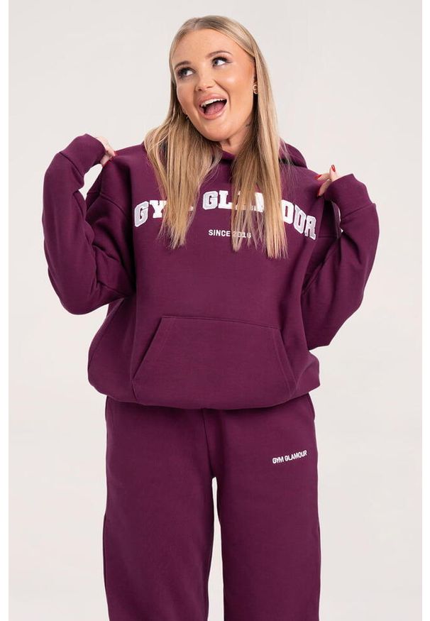 GYM GLAMOUR - Bluza fitness damska Gym Glamour college. Kolor: czerwony. Sport: fitness