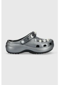 Crocs klapki Classic Platform Crystals Pearls Clog damskie kolor czarny na platformie 208342. Kolor: czarny. Obcas: na platformie #1