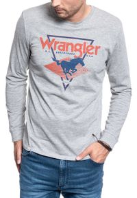 Wrangler - WRANGLER LS MODERN AMERICANA MĘSKA KOSZULKA LONGSLEEVE MID GREY MEL W7G0D3X37. Kolor: szary. Długość rękawa: długi rękaw