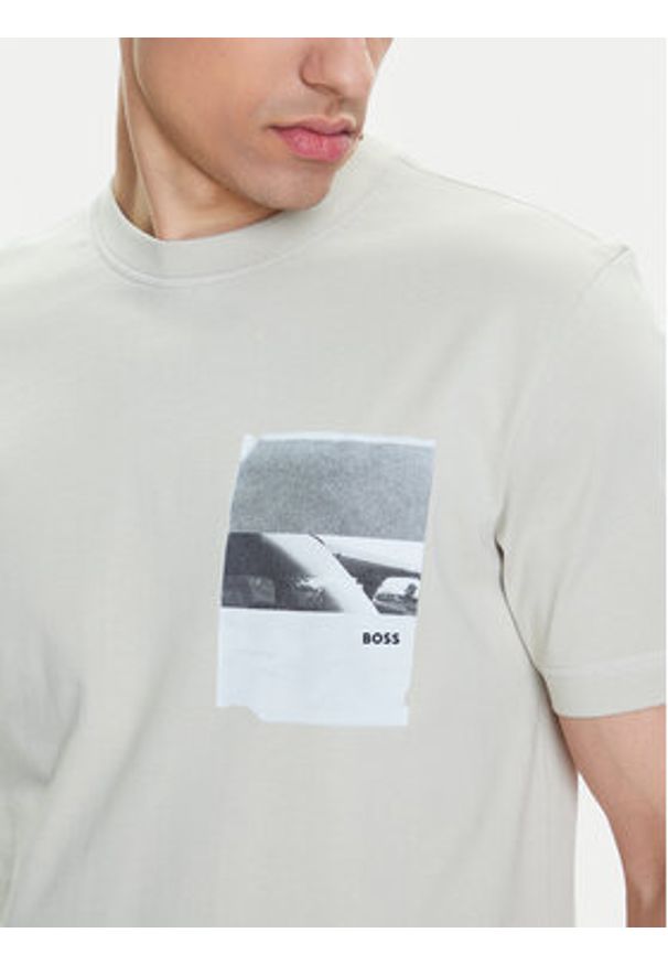 BOSS T-Shirt Te_Container 50546920 Beżowy Regular Fit. Kolor: beżowy. Materiał: bawełna