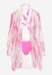Born2be - Różowo-Białe Bikini z Wiązanym Biustonoszem Figami i Narzutką w Komplecie Karemarie. Kolor: różowy. Wzór: aplikacja #3