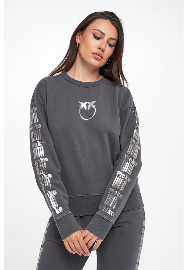 Pinko - Bluza damska crewneck z logo Mindelo PINKO
