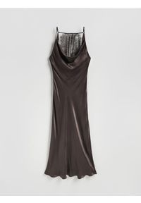 Reserved - Sukienka maxi z wiskozy - ciemnobrązowy. Kolor: brązowy. Materiał: wiskoza. Typ sukienki: proste. Długość: maxi #1