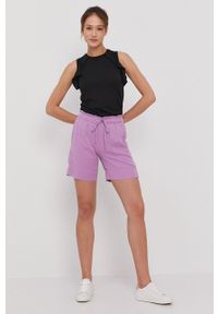 Deha Szorty damskie kolor różowy gładkie high waist. Stan: podwyższony. Kolor: fioletowy. Wzór: gładki #4