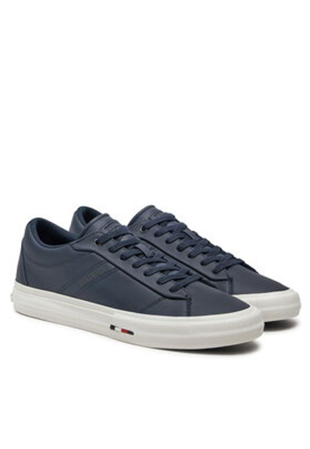 TOMMY HILFIGER - Tommy Hilfiger Sneakersy Vulc FM0FM05201 Granatowy. Kolor: niebieski. Materiał: skóra