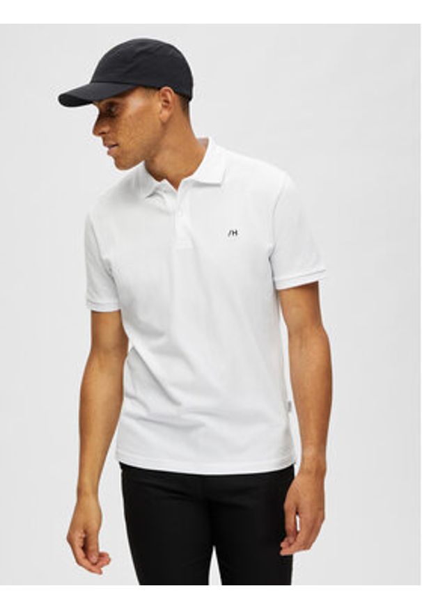 Selected Homme Polo 16087839 Biały Regular Fit. Typ kołnierza: polo. Kolor: biały. Materiał: bawełna