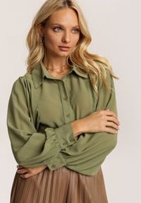Renee - Zielona Koszula Urricea. Kolor: zielony. Materiał: tkanina. Długość rękawa: długi rękaw. Długość: długie. Styl: elegancki #3