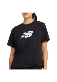 Koszulka damska New Balance WT43583BK - czarna. Kolor: czarny. Materiał: bawełna. Długość rękawa: krótki rękaw. Długość: krótkie #1