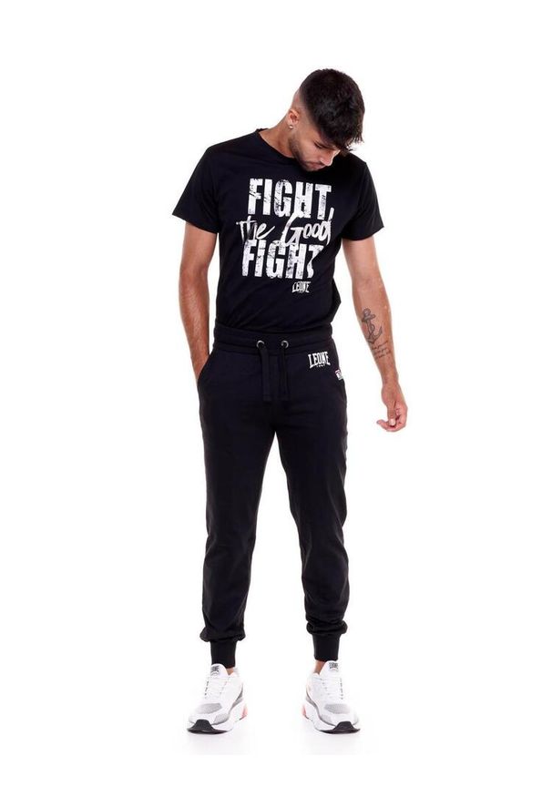 LEONE 1947 APPAREL - Męskie spodnie sportowe z małym logo. Kolor: czarny. Materiał: tkanina. Sport: fitness