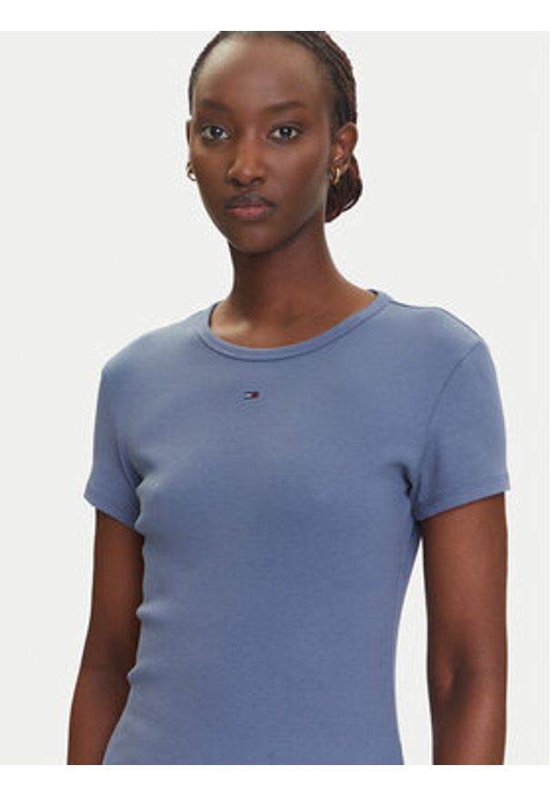 Tommy Jeans T-Shirt Essential DW0DW17383 Niebieski Slim Fit. Kolor: niebieski. Materiał: bawełna
