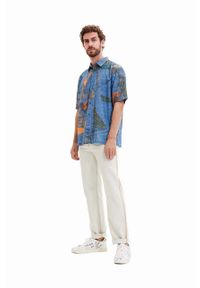 Desigual koszula męska kolor granatowy relaxed. Kolor: niebieski. Materiał: tkanina. Długość rękawa: krótki rękaw. Długość: krótkie #5