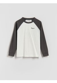 Reserved - Bawełniany longsleeve - ciemnoszary. Kolor: szary. Materiał: bawełna. Długość rękawa: długi rękaw